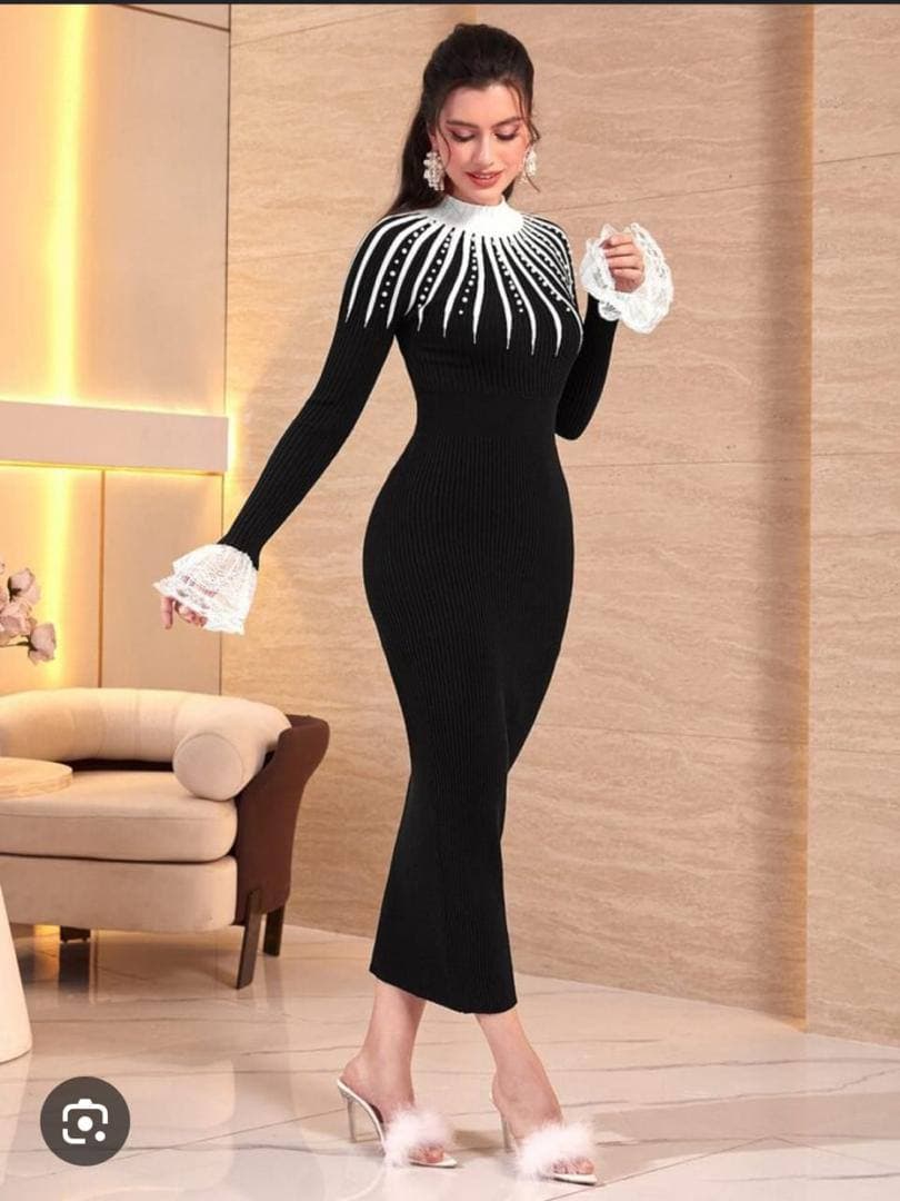 Beaded body con gown